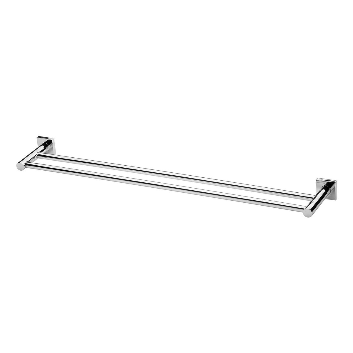 Radii Double Towel Rail 800mm Square Plate - Chrome