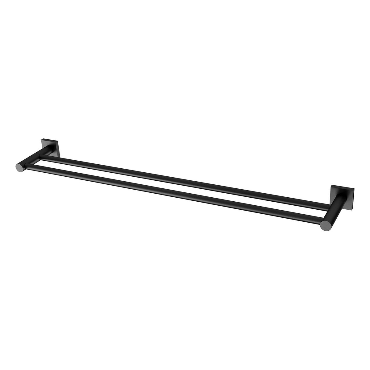 Radii Double Towel Rail 800mm Square Plate - Matte Black