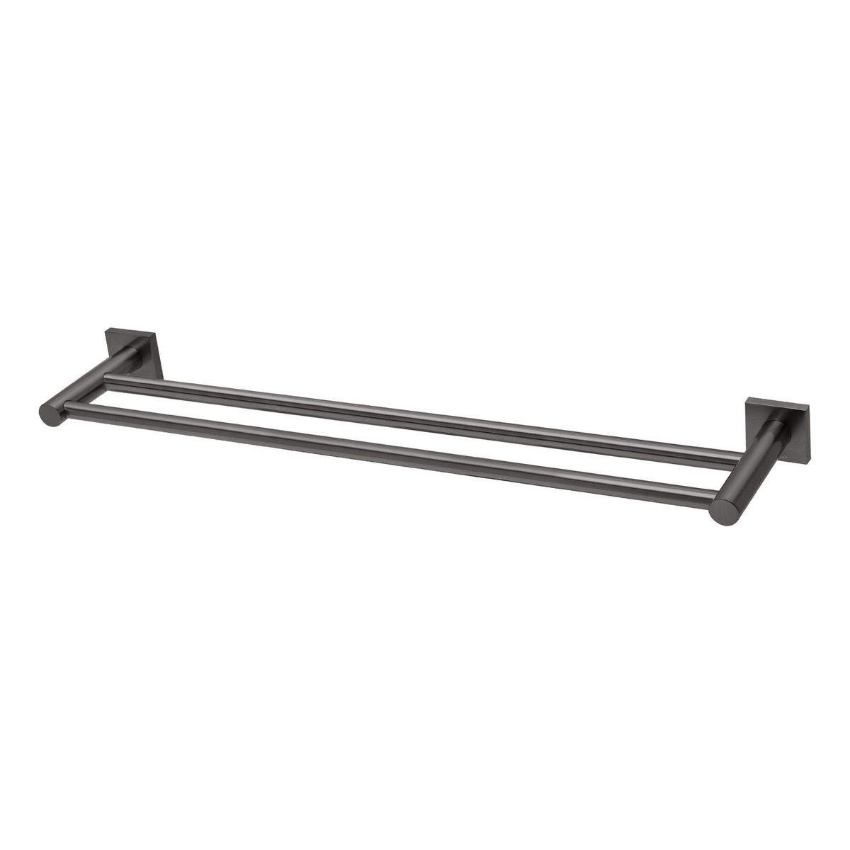 Radii Double Towel Rail 600mm Square Plate - Brushed Carbon