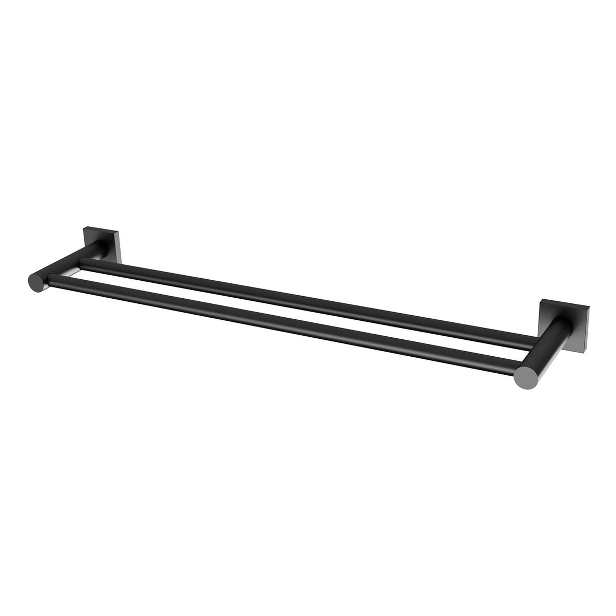Radii Double Towel Rail 600mm Square Plate - Matte Black