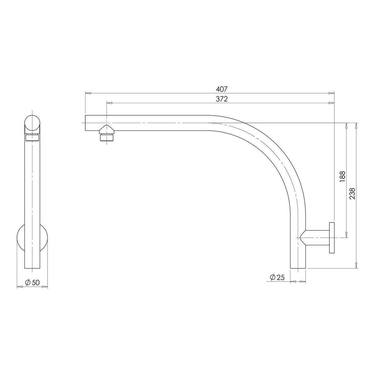 Rush High-Rise Shower Arm - Chrome