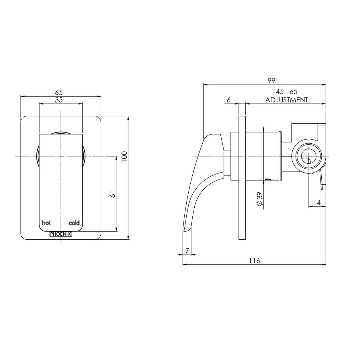 Rush Shower / Wall Mixer - Brushed Nickel