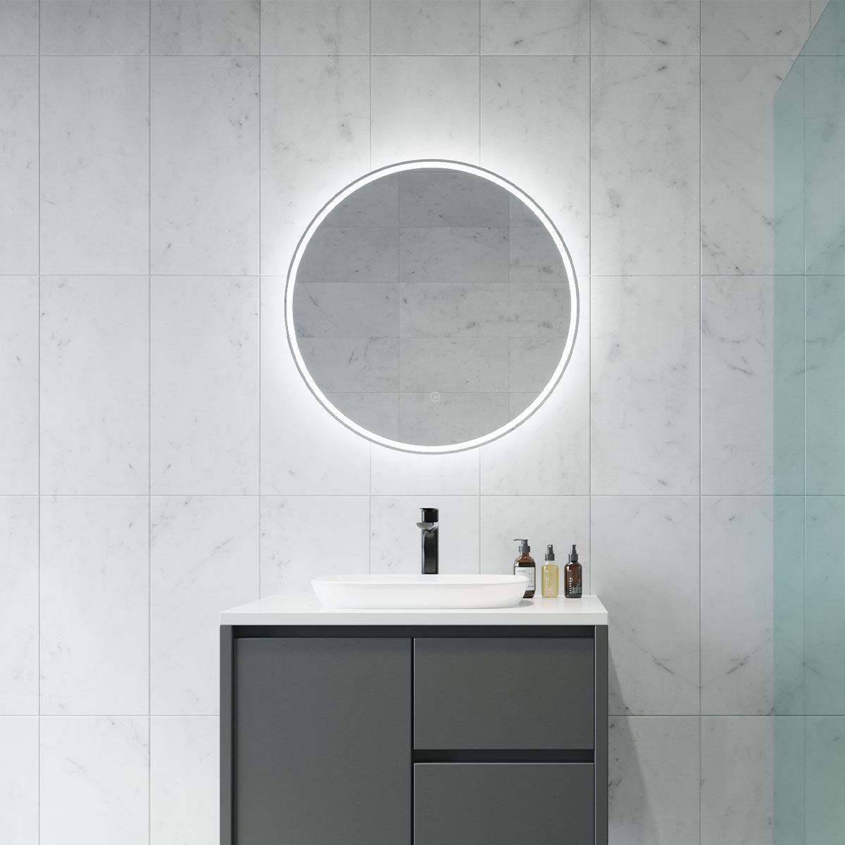 Sphere 600 LED Mirror with Portable Magnifier - Georgian Metal