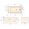 Calm 1500mm Right Corner Freestanding Bath