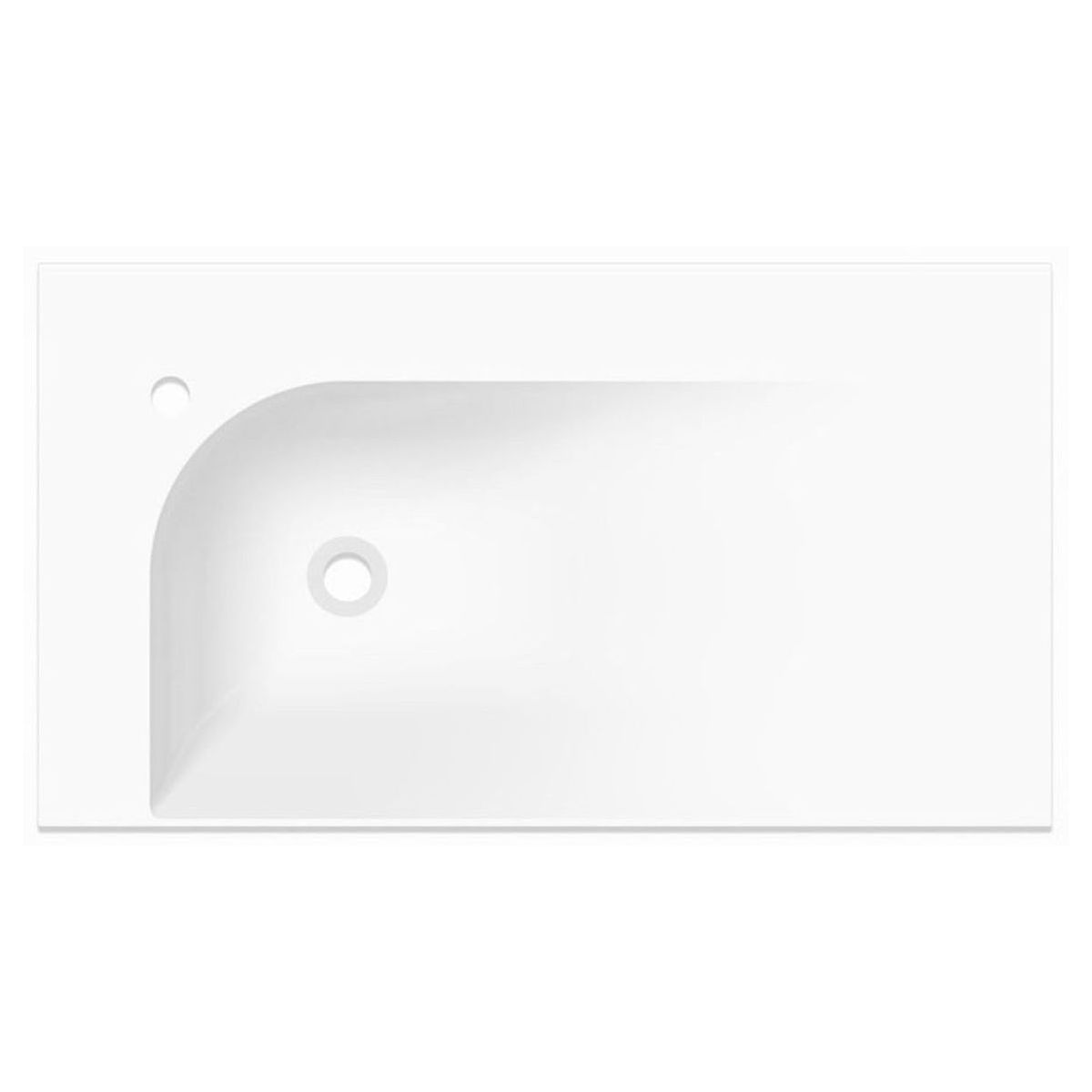 Drift Solid Surface Top 900mm Left Bowl in Gloss White