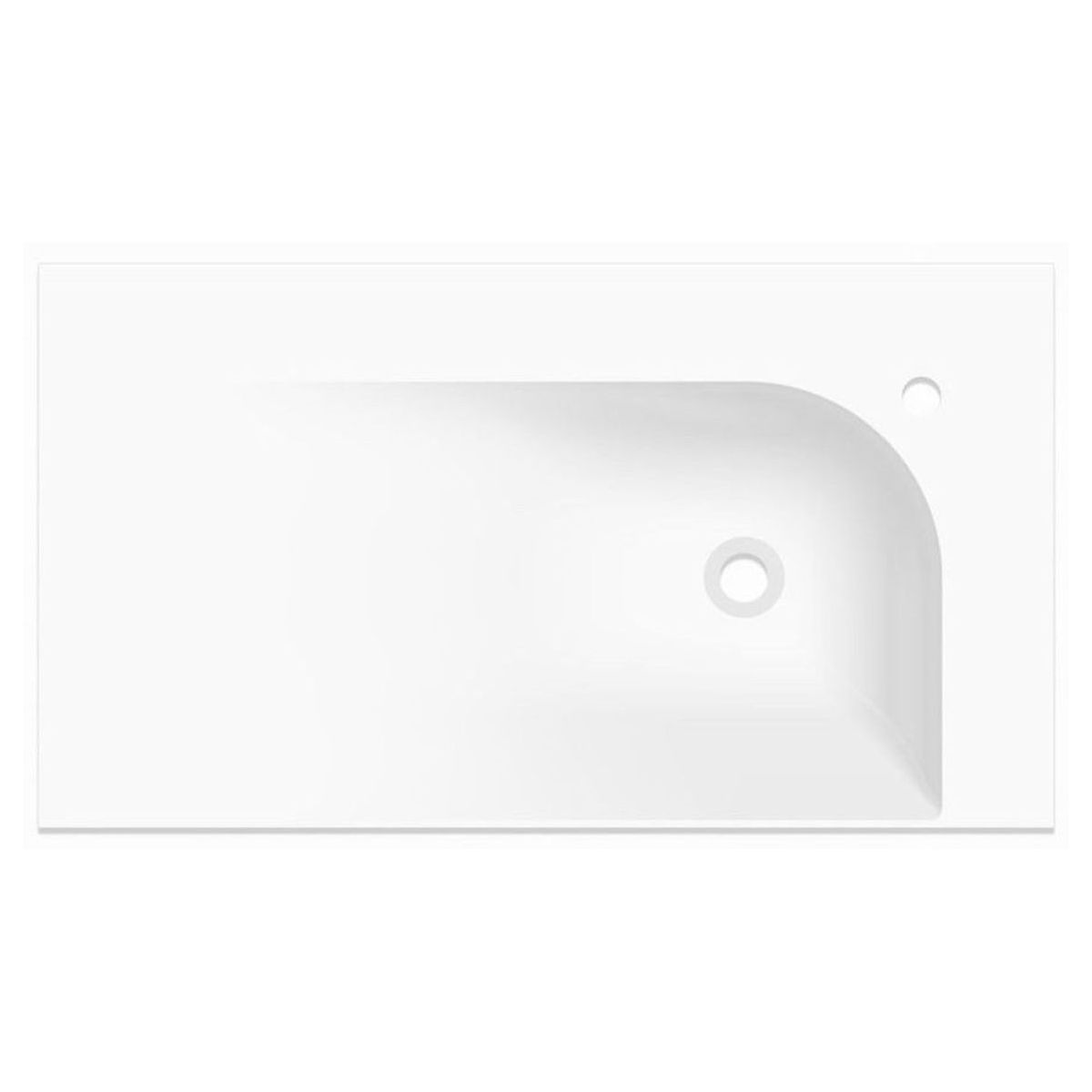 Drift Solid Surface Top 900mm Right Bowl in Gloss White