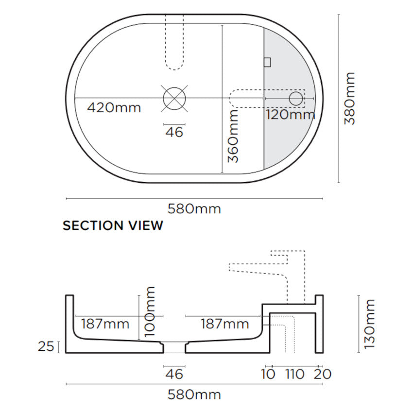 Nood Surface Mount Shelf Oval Basin in Morning-Mist