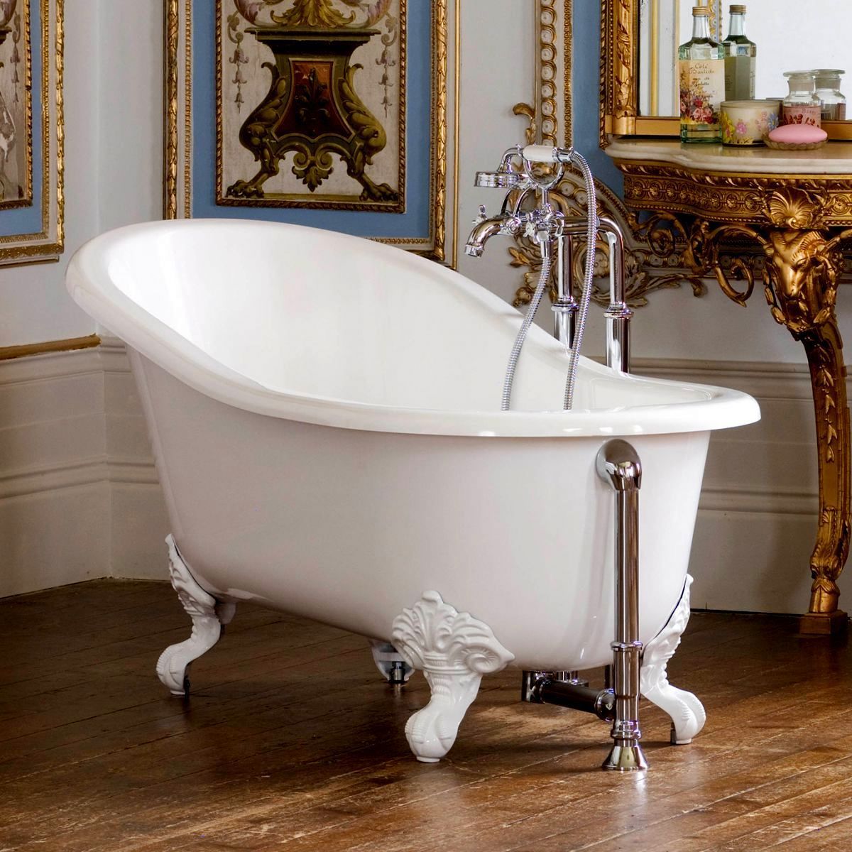Victoria + Albert Shropshire Bath, White Metal Feet