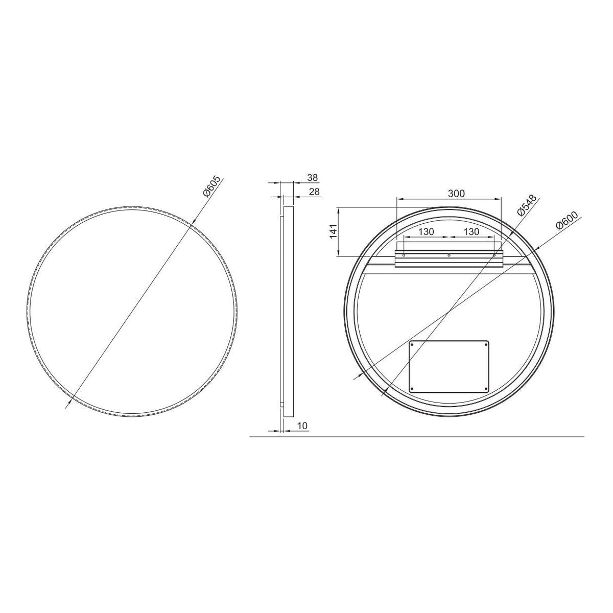 S-Series 600 Bespoke LED Mirror - Baltic Brass, 605 x 605mm