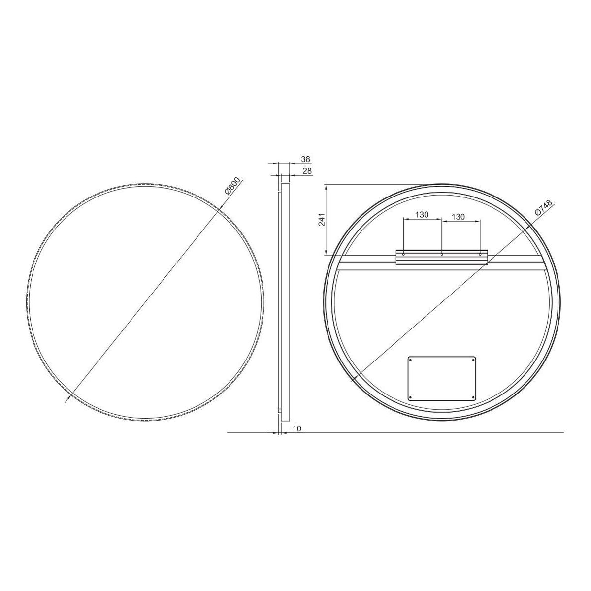 S-Series 800 Bespoke LED Mirror - Brits Nickel, 805 x 805mm