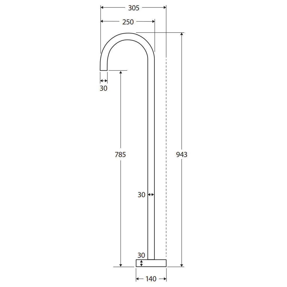 Kaya Gooseneck Floor Mounted Bath Outlet, Brushed Copper