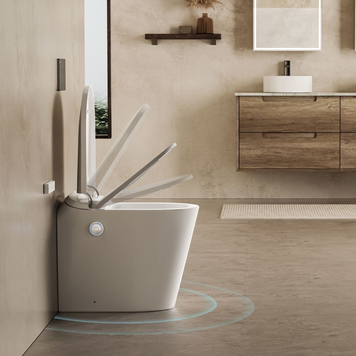 Autolux Inwall Cistern Floor Pan Smart Toilet With Matte White Flush Plate