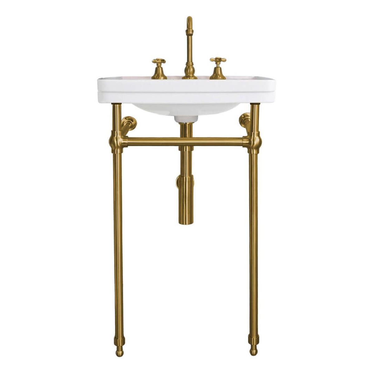 Stafford 58 x 45 Nuovo Basin Stand - Brushed Brass, 3 Taphole