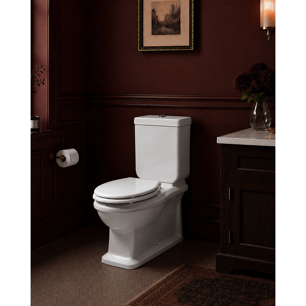 Stafford Back to Wall Toilet Suite - Gloss White with Chrome Hinges