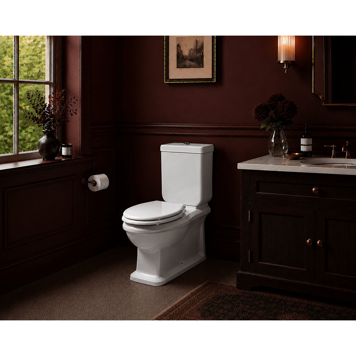 Stafford Back to Wall Toilet Suite - Gloss White with Chrome Hinges