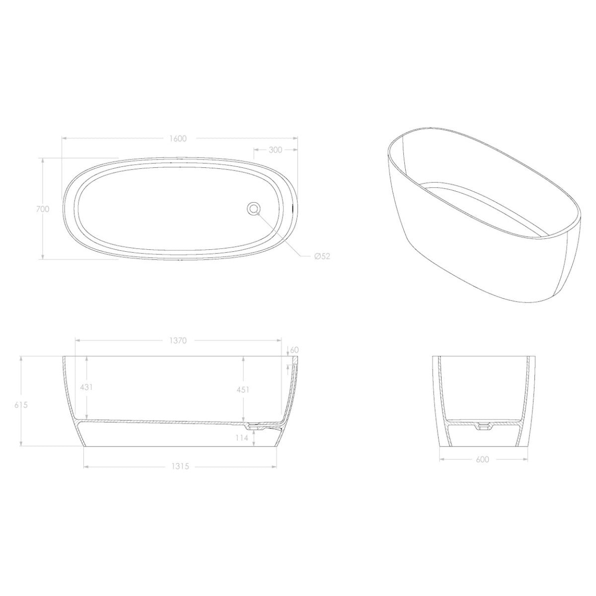 Submerge Bathtub - Gloss White