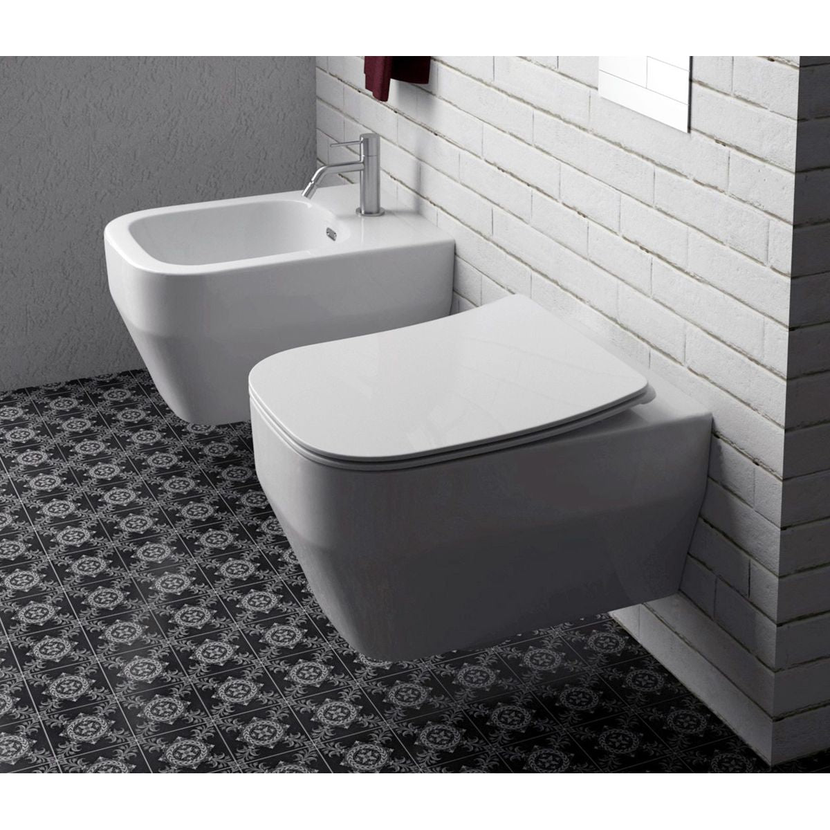 Studio Bagno Synthesis Eco Wall Hung Package With Oli 74 With Frame Pneumatic Cistern