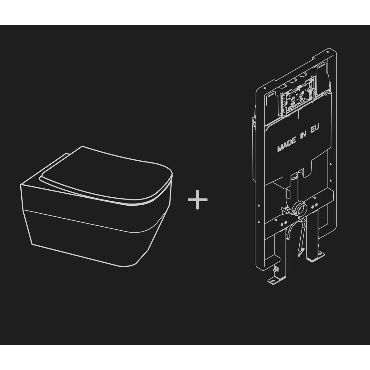 Studio Bagno Synthesis Eco Wall Hung Package With Oli 74 With Frame Pneumatic Cistern