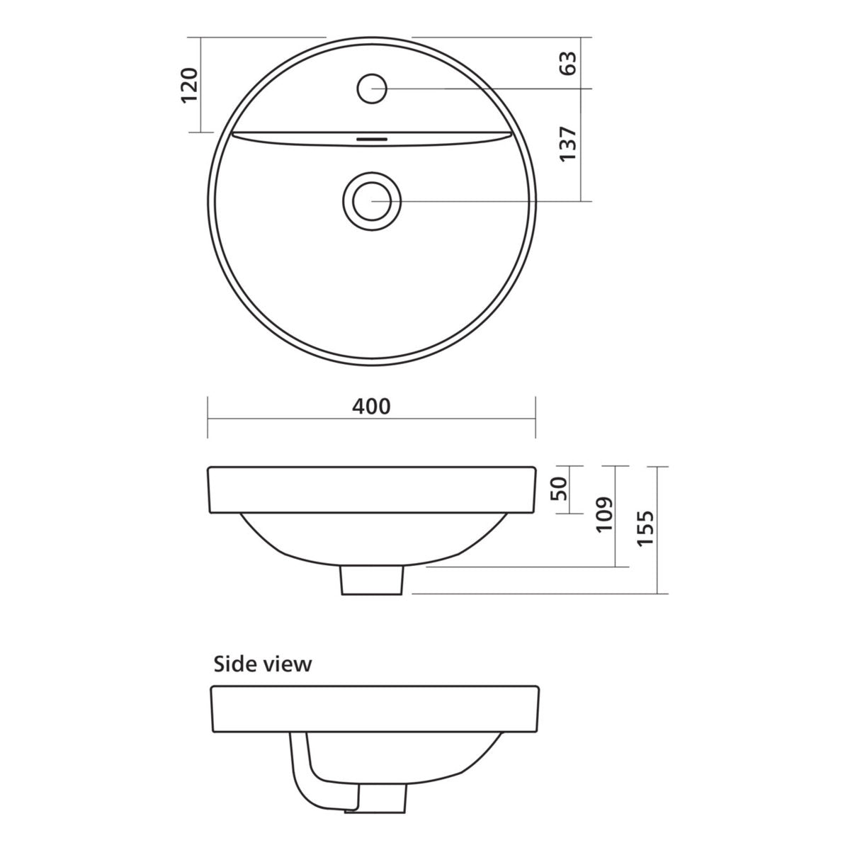 Seima Syros 400 Ceramic Basin - White Gloss