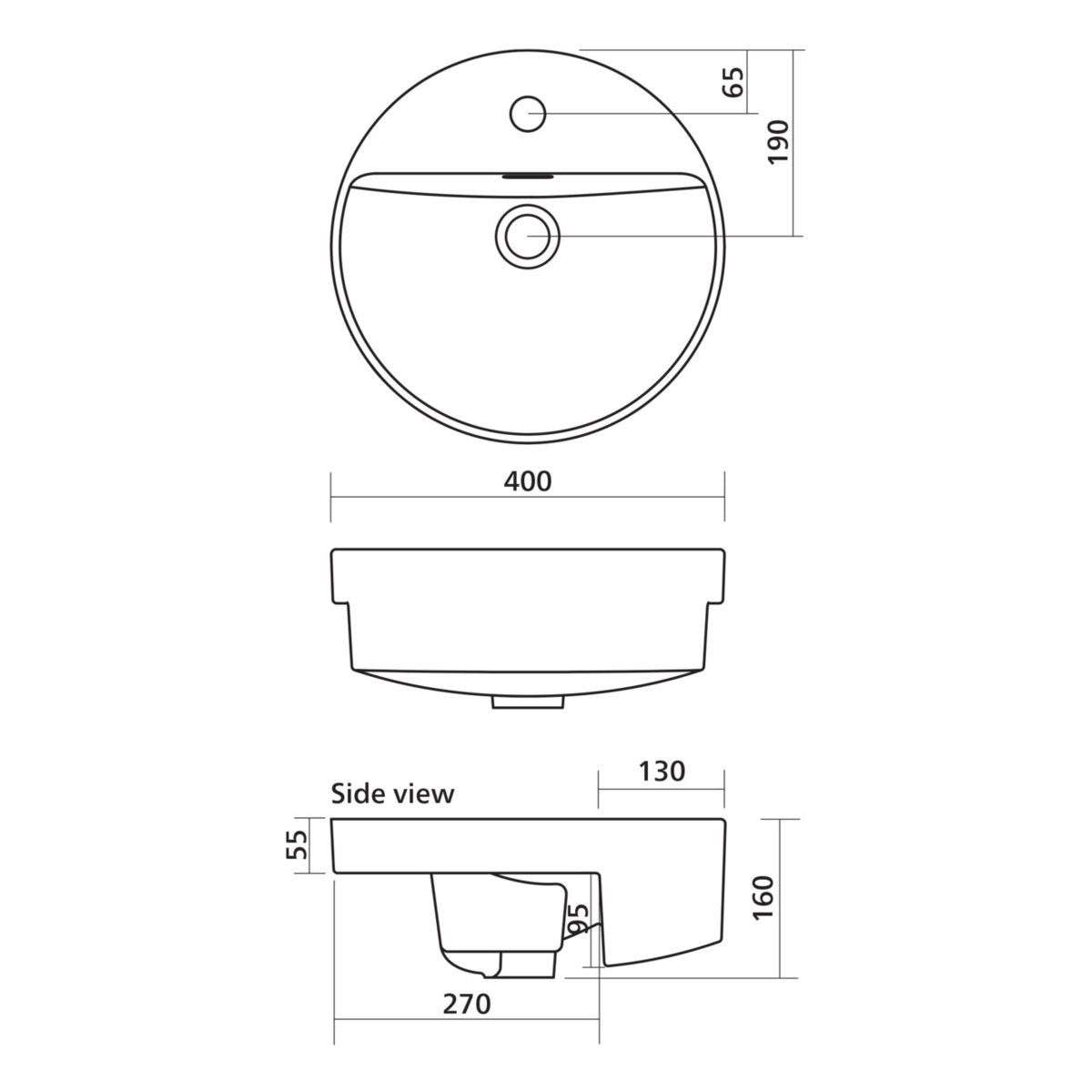 Seima Syros 402 Ceramic Basin - White Gloss, 1 Taphole