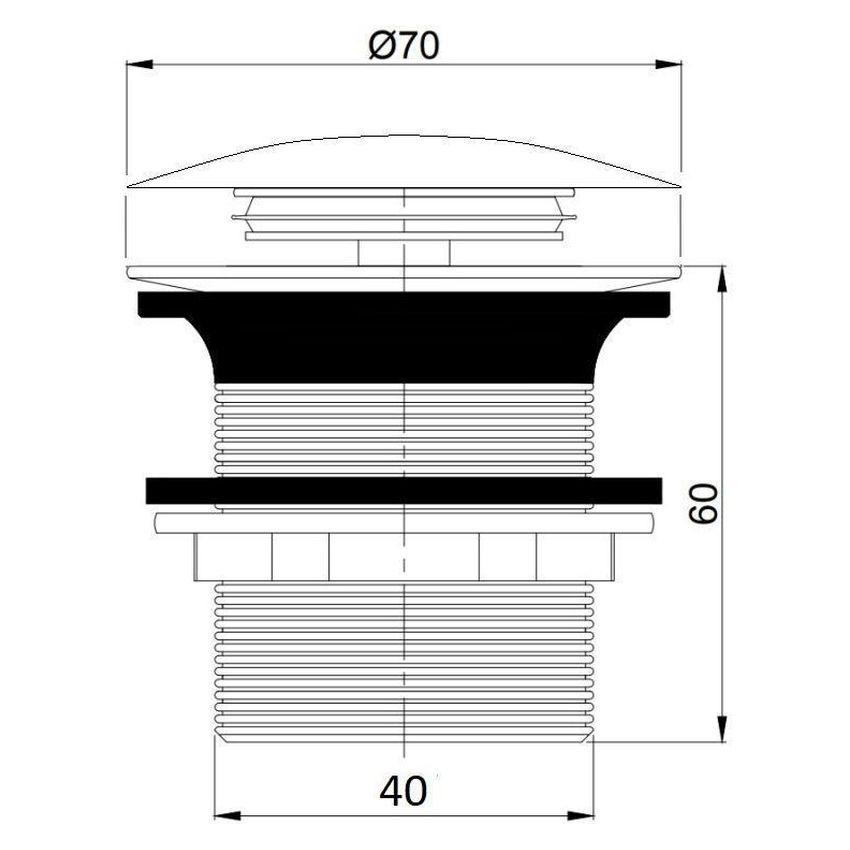 Titancast 40mm Bath Pop-Up Waste - Gloss White