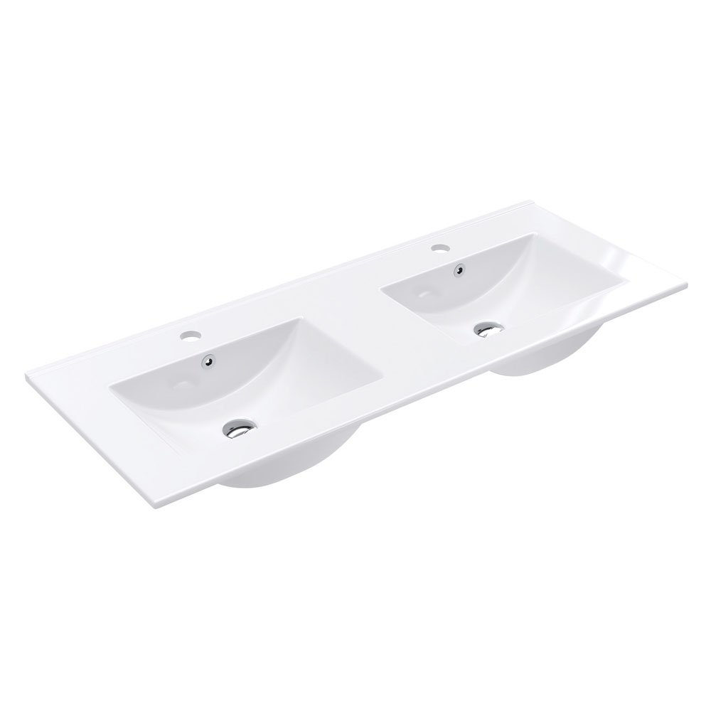 Dolce Full Depth Double Bowl Ceramic Basin-Top 1200 - 3 Tap Holes
