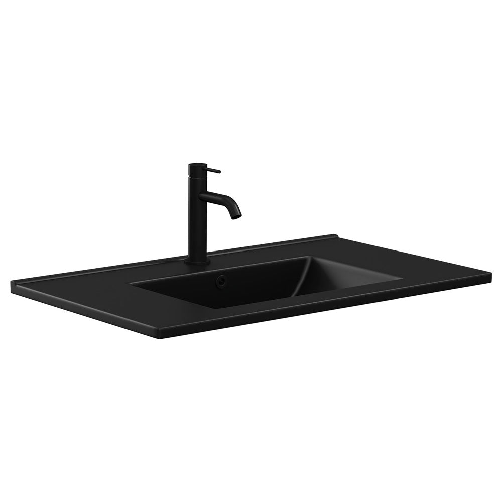 Dolce Matte Black Full Depth Ceramic Basin-Top 750 - 1 Tap Hole