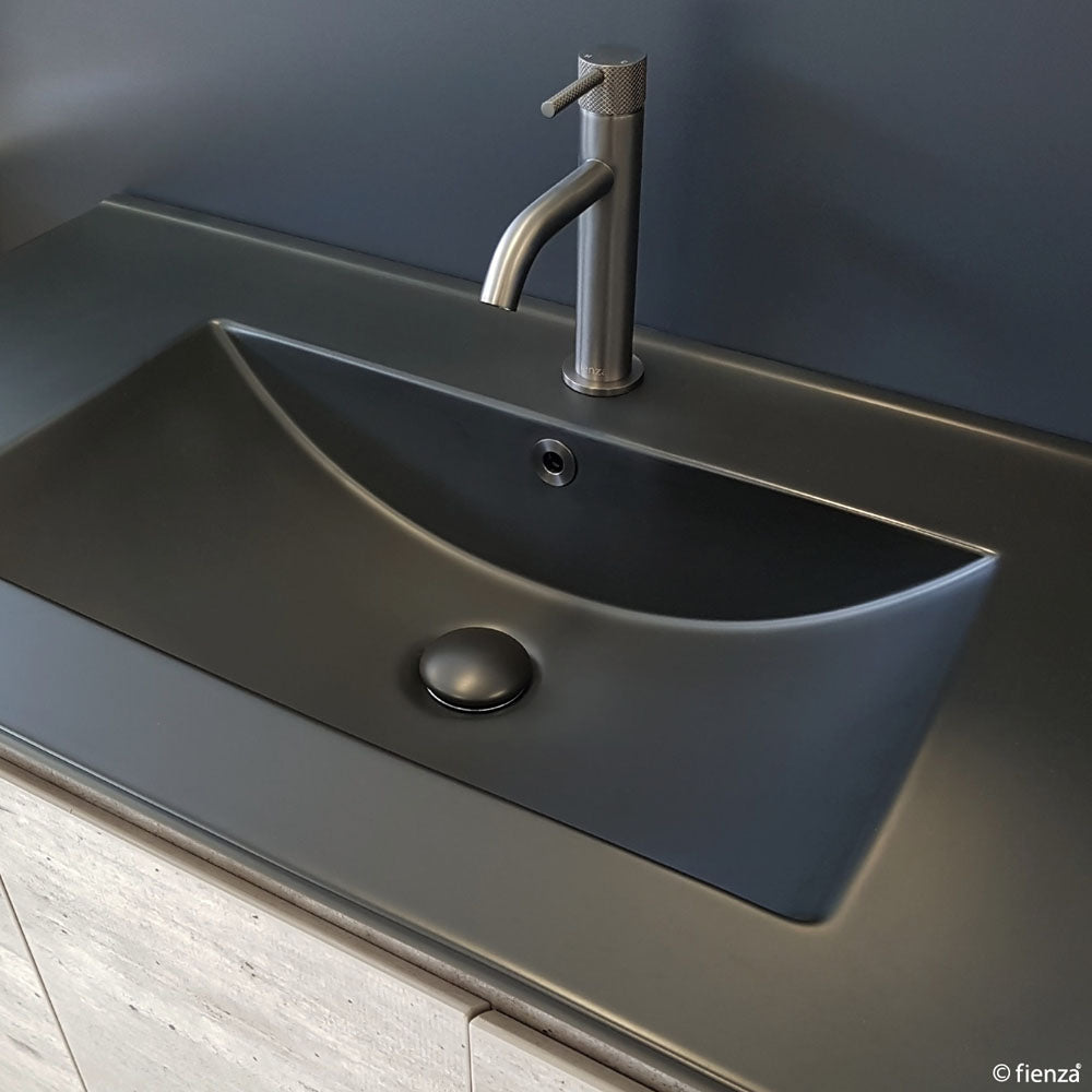Dolce Matte Black Full Depth Ceramic Basin-Top 750 - 1 Tap Hole