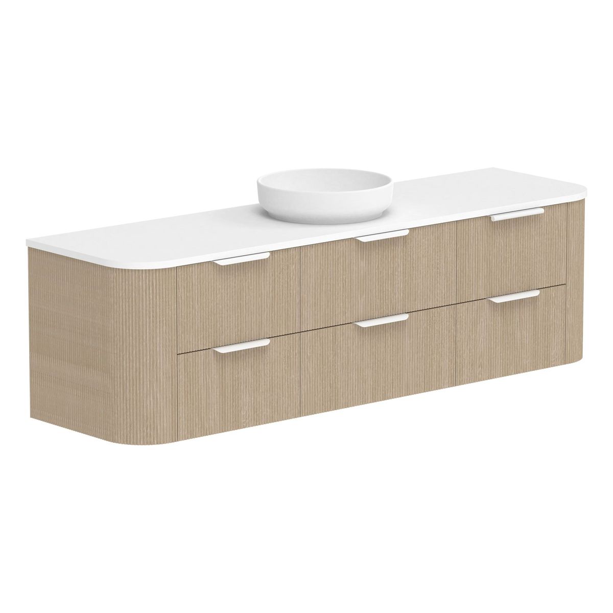 Thirroul Coastal Oak 1800 Wall Hung Vanity, Centre Bowl