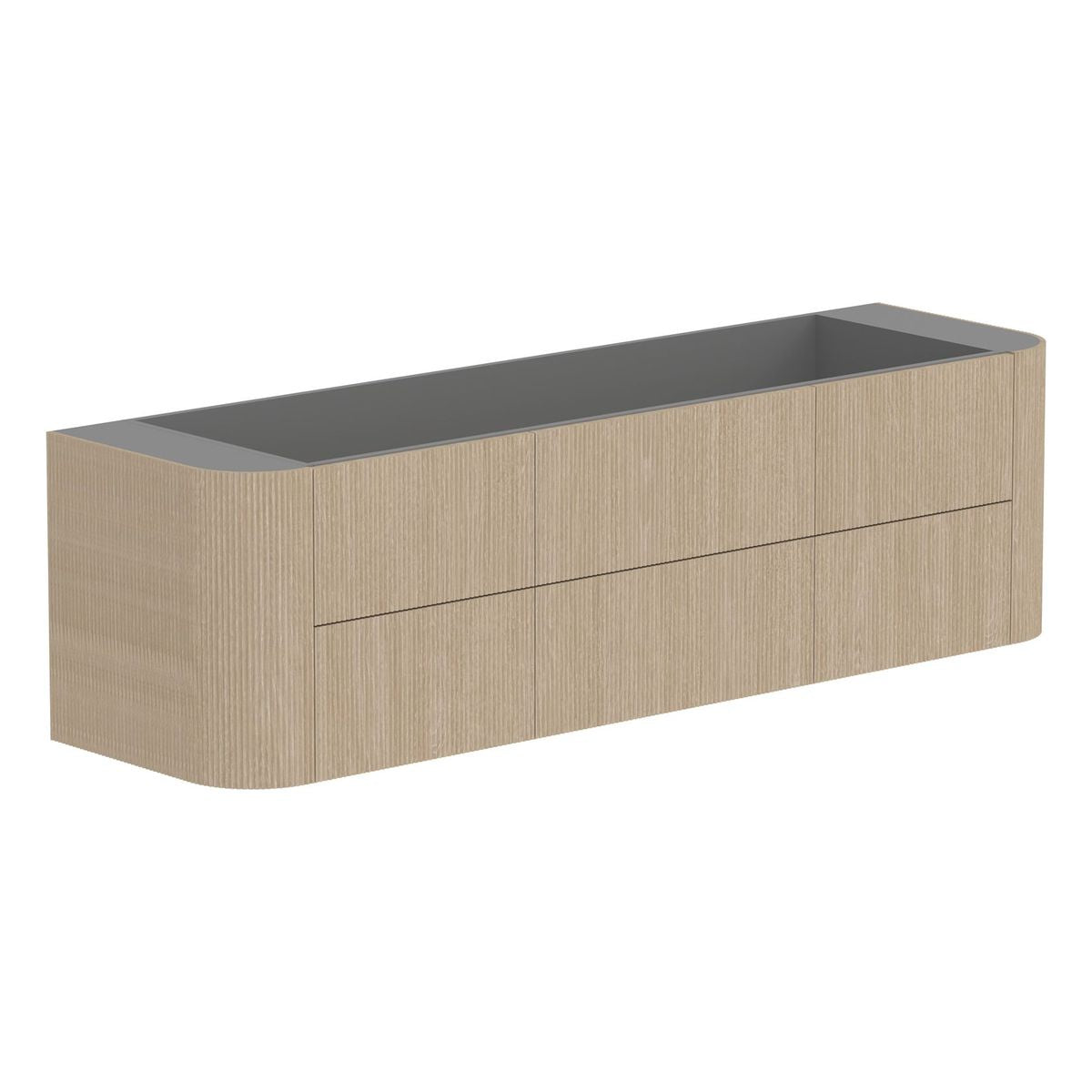 Thirroul Coastal Oak 1800 Wall Hung Vanity, Right Offset Bowl