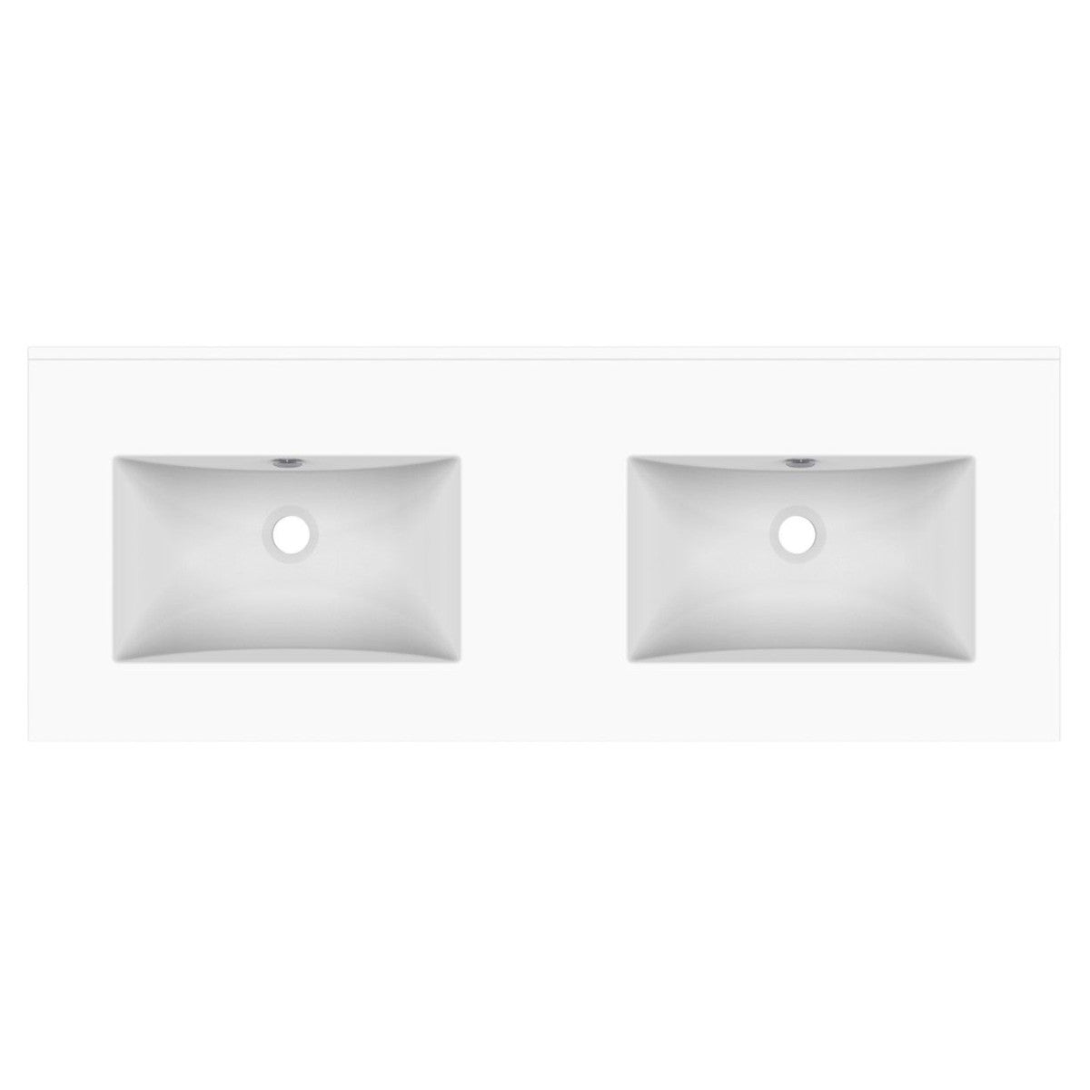 Glacier Ceramic Moulded Top 1200mm Double Bowl 0 Tap Hole in Gloss White