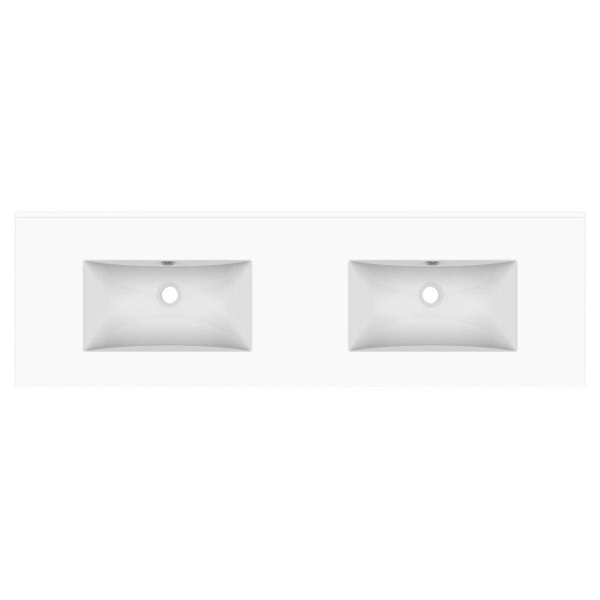 Glacier Ceramic Moulded Top 1500mm Double Bowl 0 Tap Hole in Gloss White