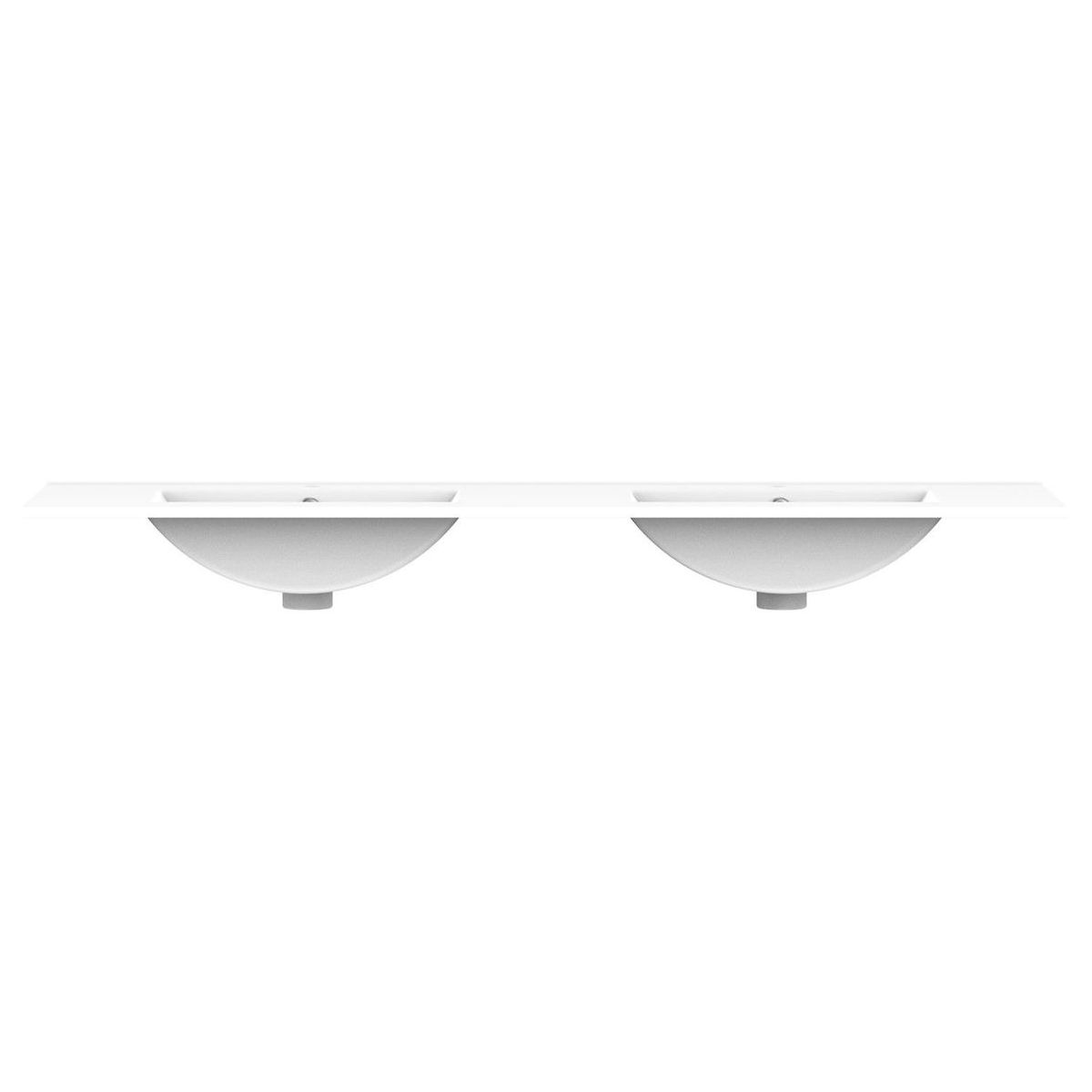 Glacier Ceramic Moulded Top 1500mm Double Bowl 0 Tap Hole in Gloss White