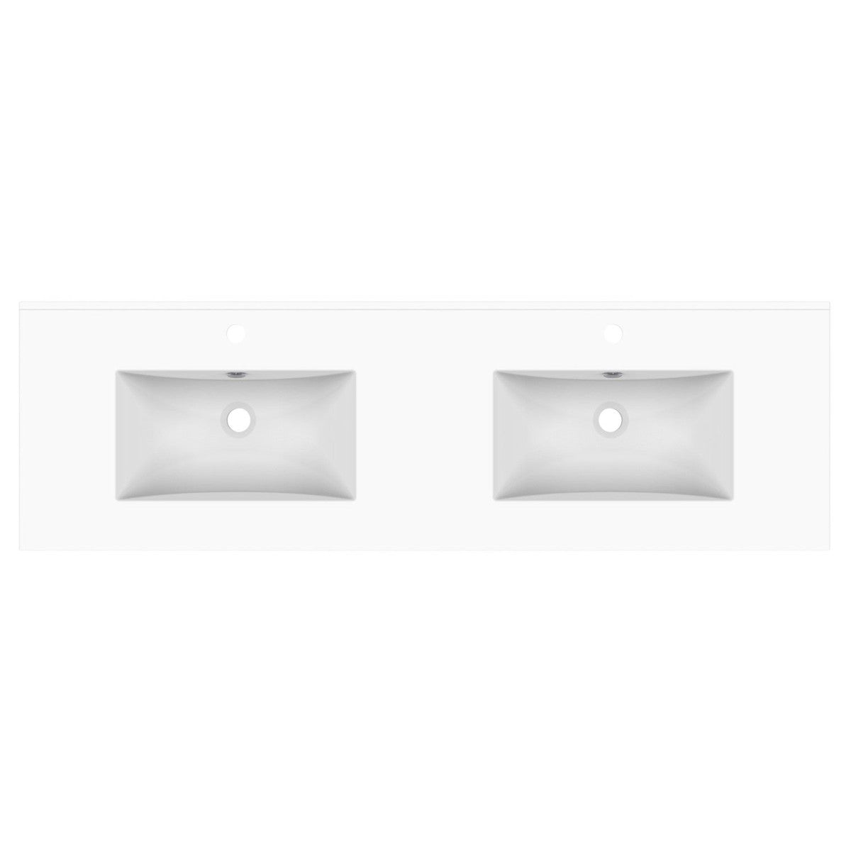 Glacier Ceramic Moulded Top 1500mm Double Bowl 1 Tap Hole in Gloss White