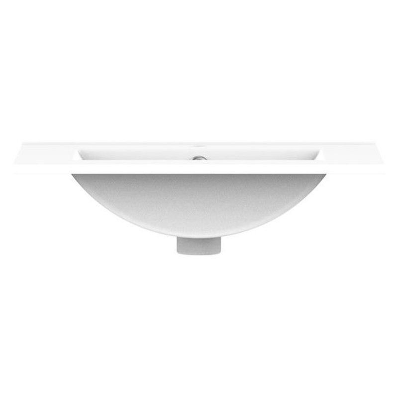 Glacier Ceramic Moulded Top 600mm Centre Bowl 1 Tap Hole in Gloss White