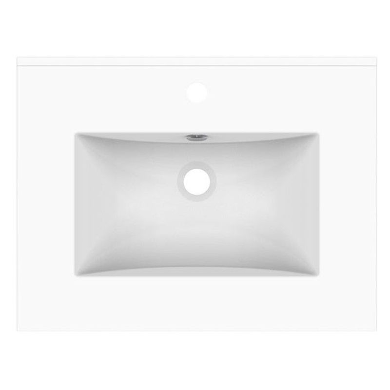 Glacier Ceramic Moulded Top 600mm Centre Bowl 1 Tap Hole in Gloss White
