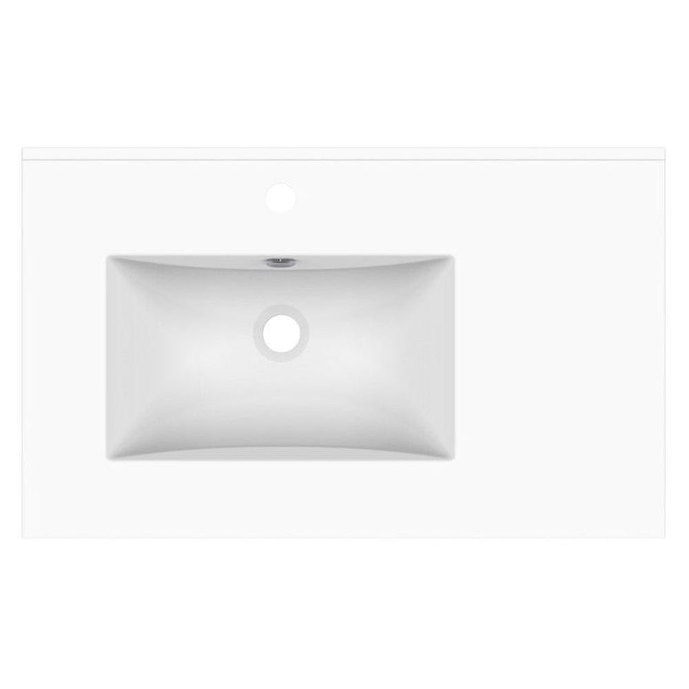 Glacier Ceramic Moulded Top 750mm Left Bowl 1 Tap Hole in Gloss White