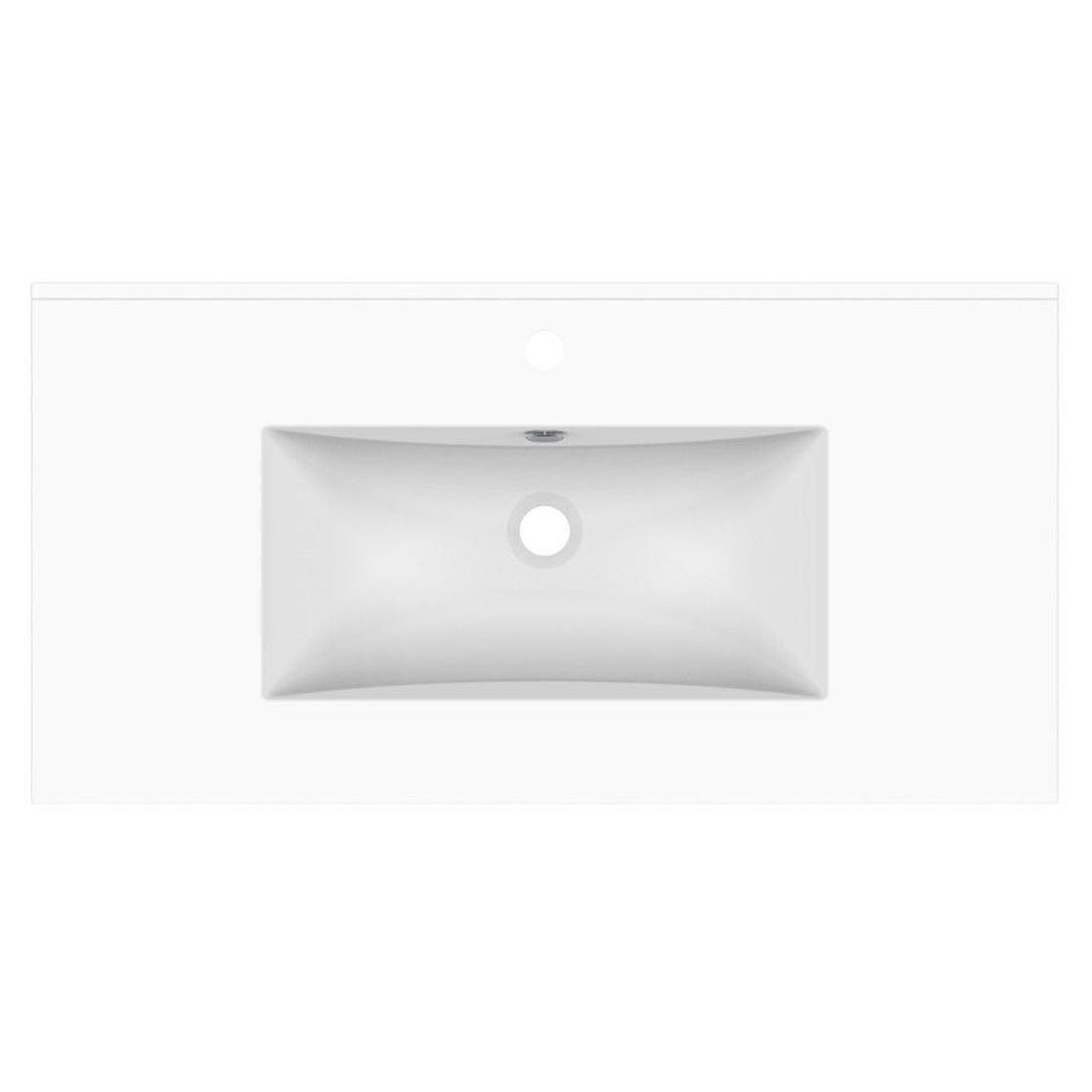 Glacier Ceramic Moulded Top 900mm Centre Bowl 1 Tap Hole in Gloss White