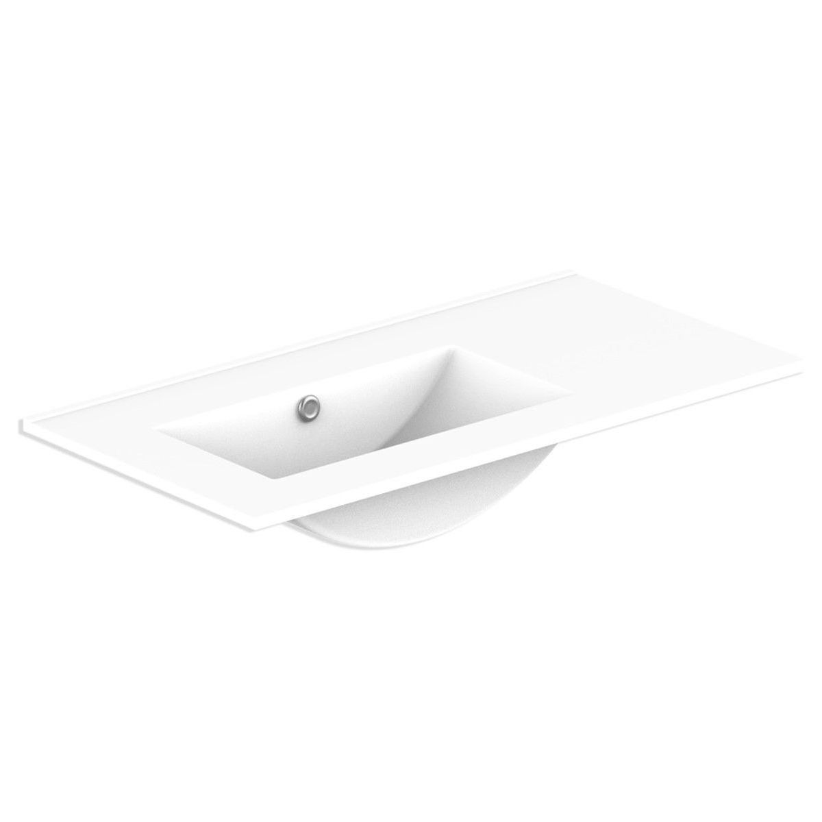 Glacier Ceramic Moulded Top 900mm Left Bowl 0 Tap Hole in Gloss White
