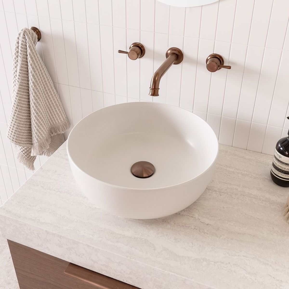 Glam Round Above Counter Basin in Gloss White