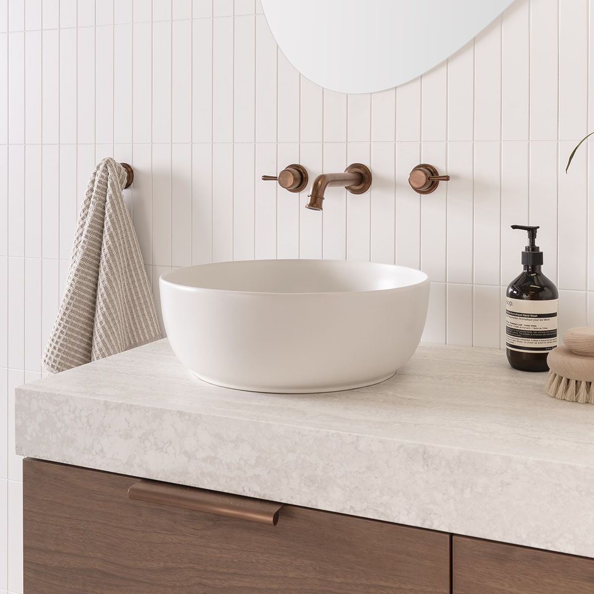 Glam Round Above Counter Basin in Matte Pearl