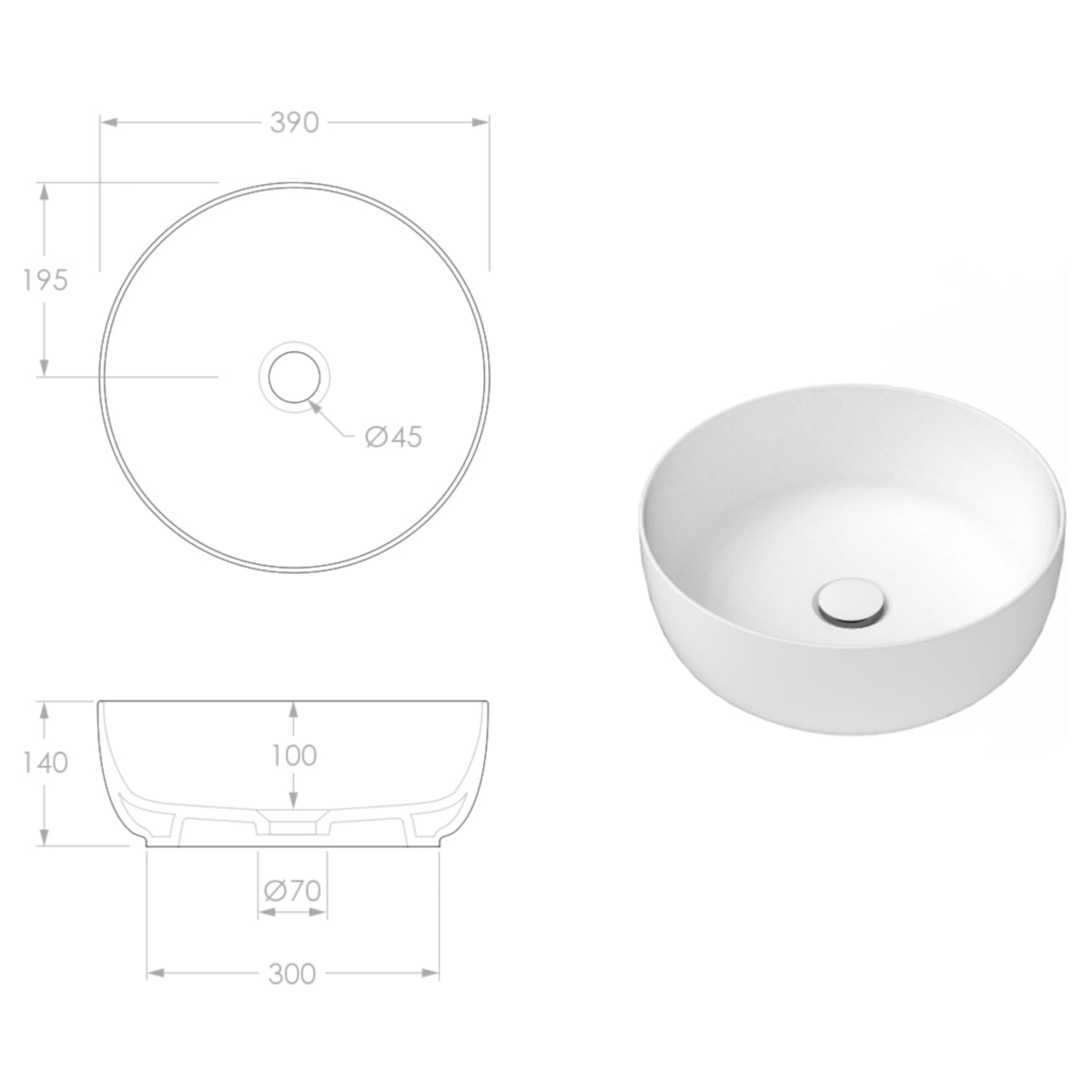 Glam Round Above Counter Basin in Matte Pearl
