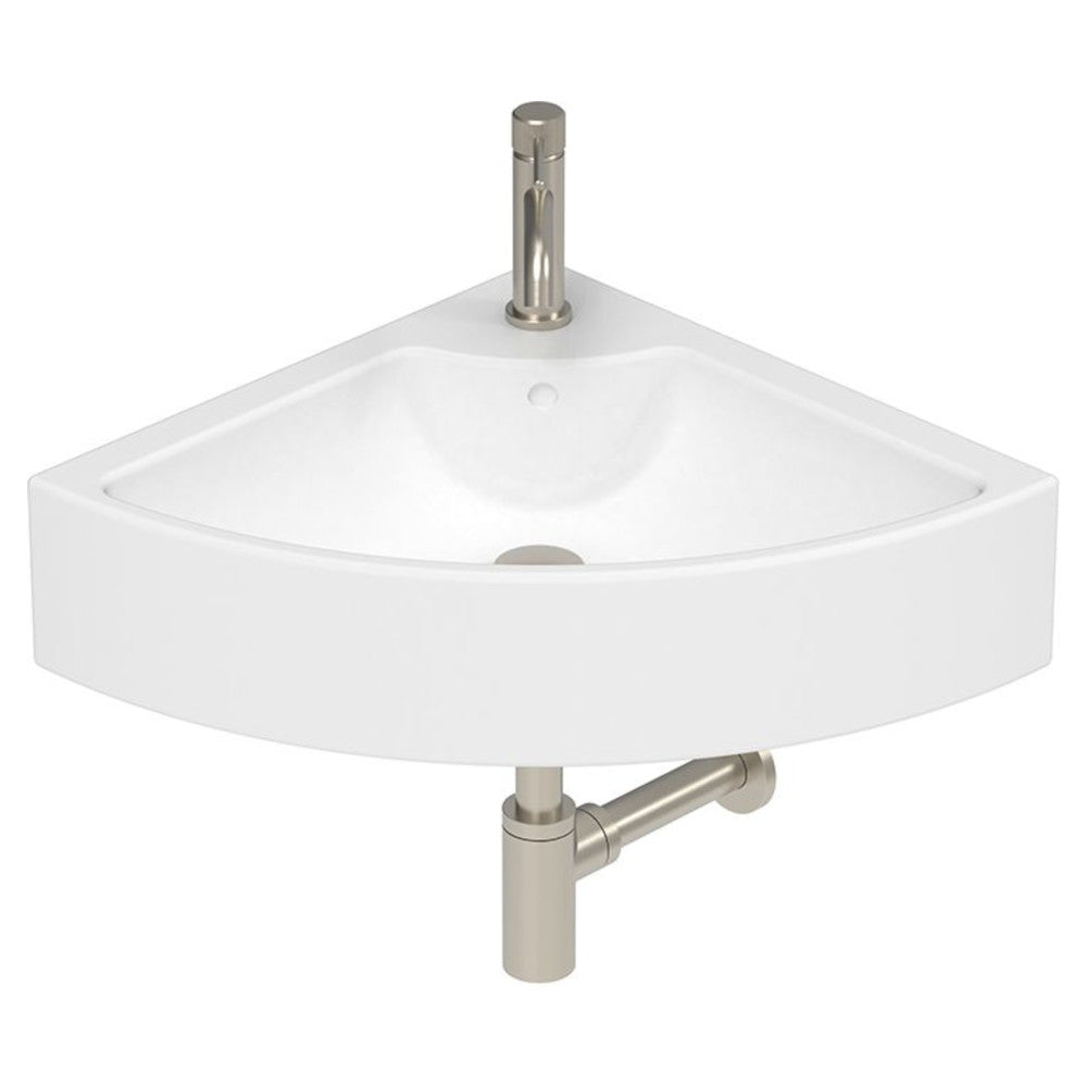 Square Corner Wall Hung Basin in Gloss White