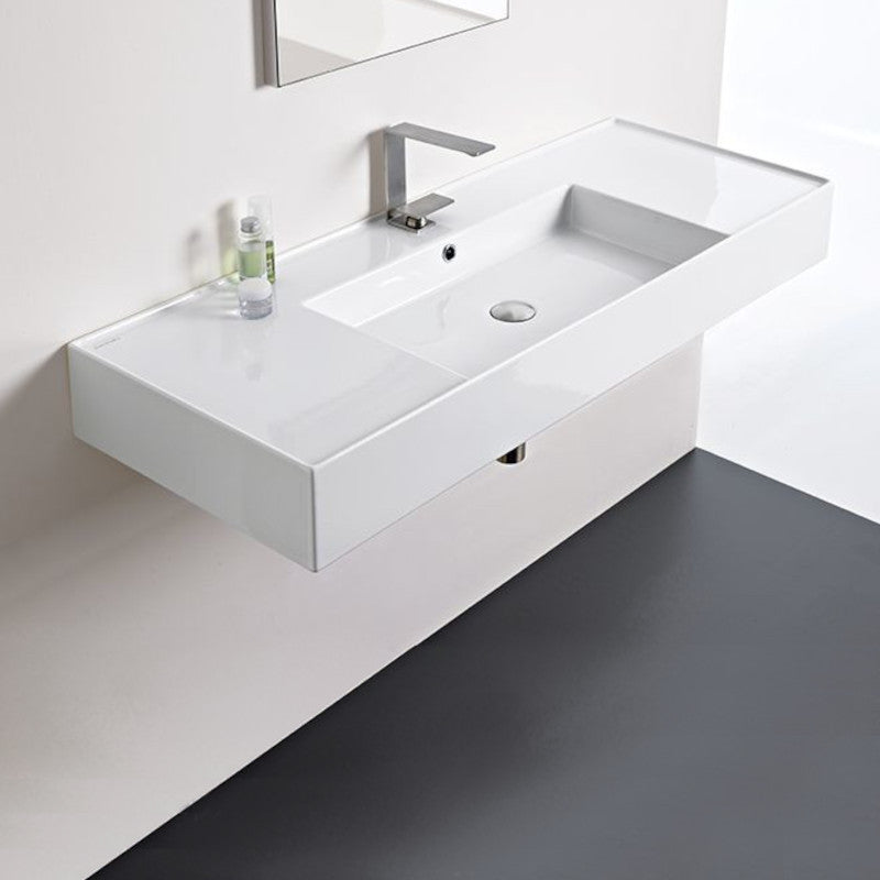 Teorema 1200 Wall Hung Basin Centre in Gloss White