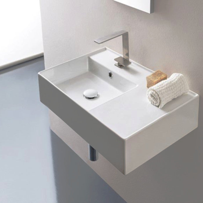 Teorema 600 Wall Hung Basin Right Offset in Gloss White