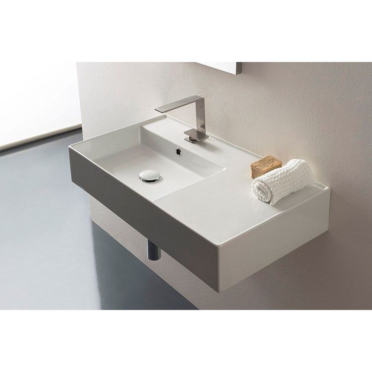 Teorema Wall Basin 800 - No Taphole, Right Offset