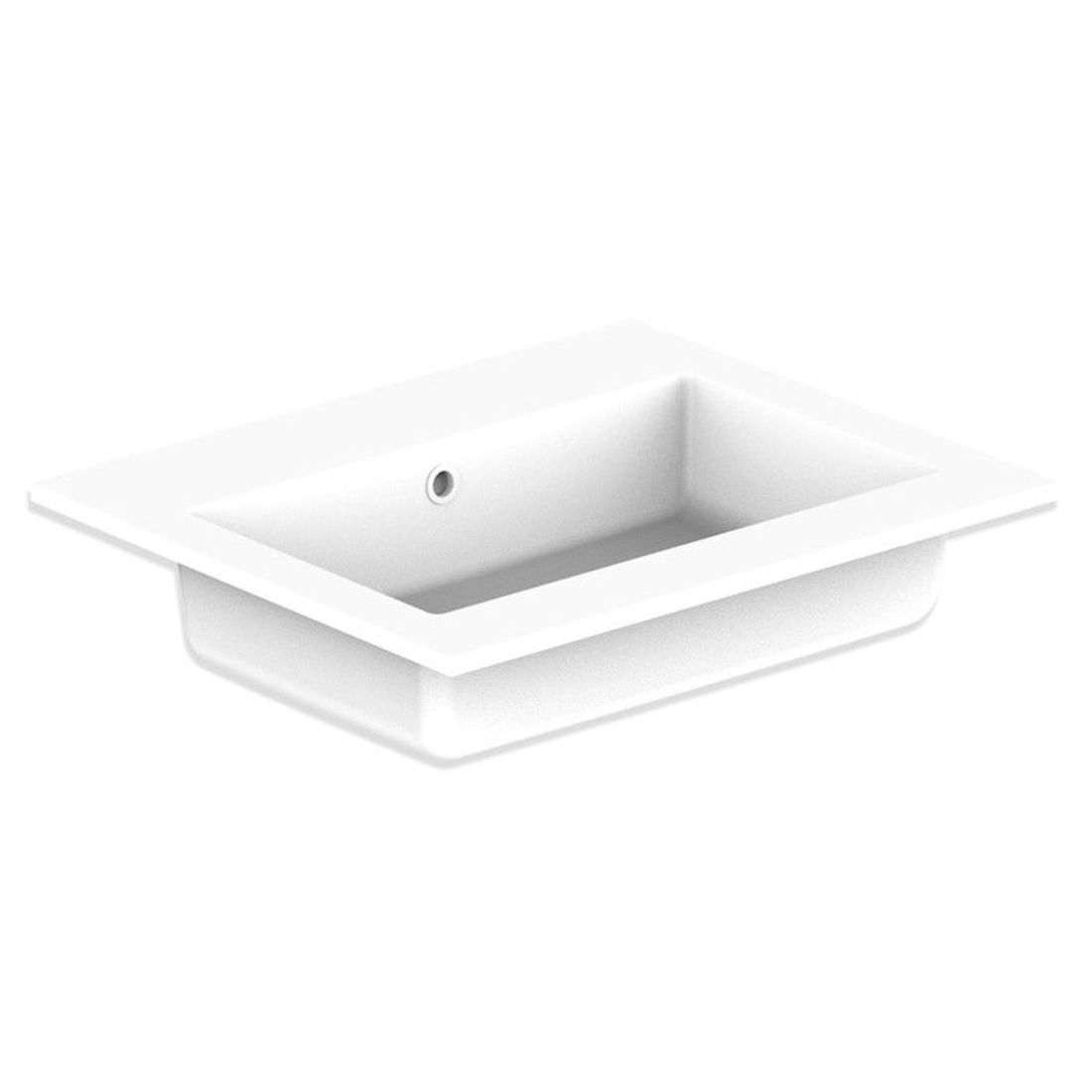 Glacier Cast Marble Moulded Top 600mm Centre Bowl 0 Tap Hole in Gloss White