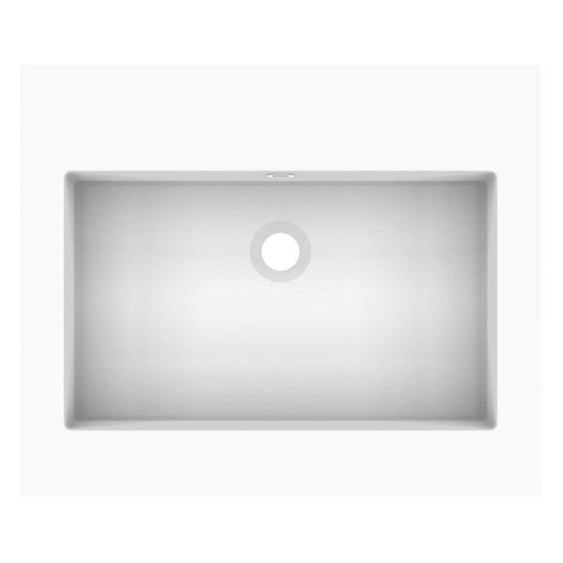 Glacier Cast Marble Moulded Top 600mm Centre Bowl 0 Tap Hole in Gloss White
