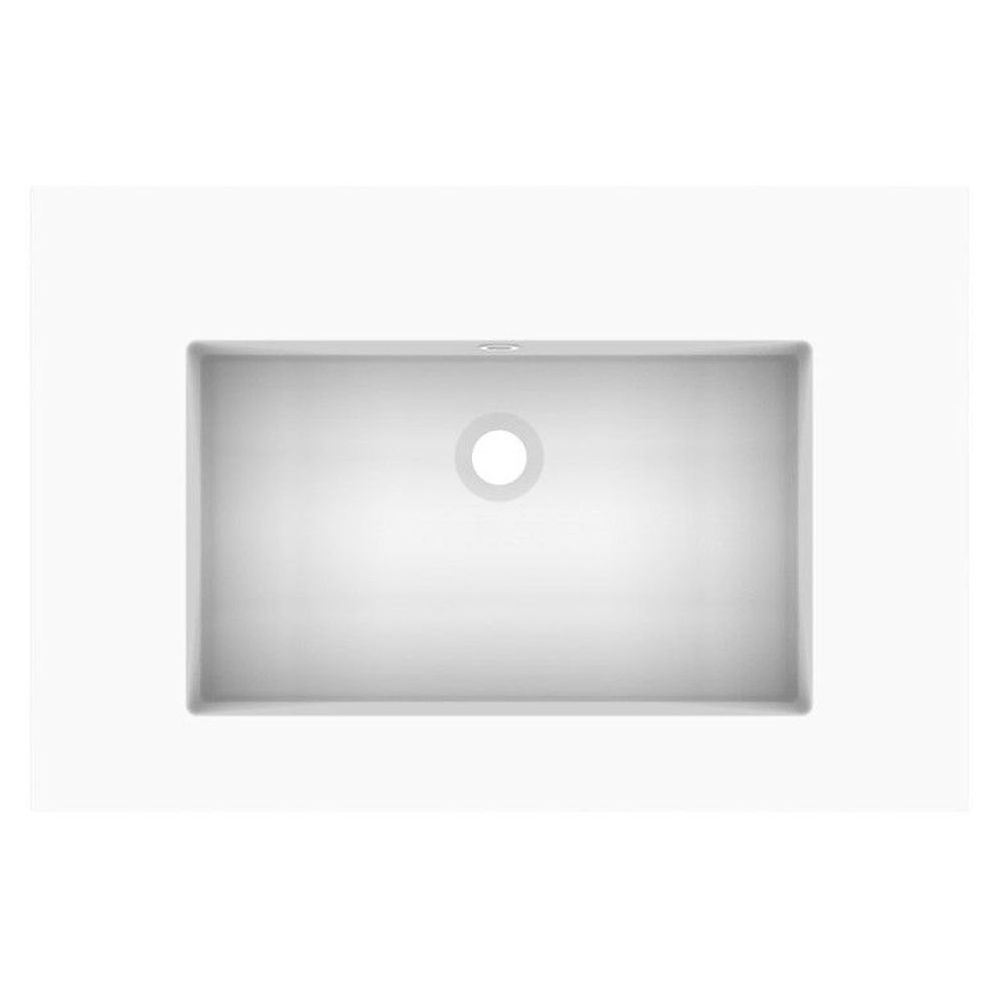 Glacier Cast Marble Moulded Top 750mm Centre Bowl 0 Tap Hole in Gloss White