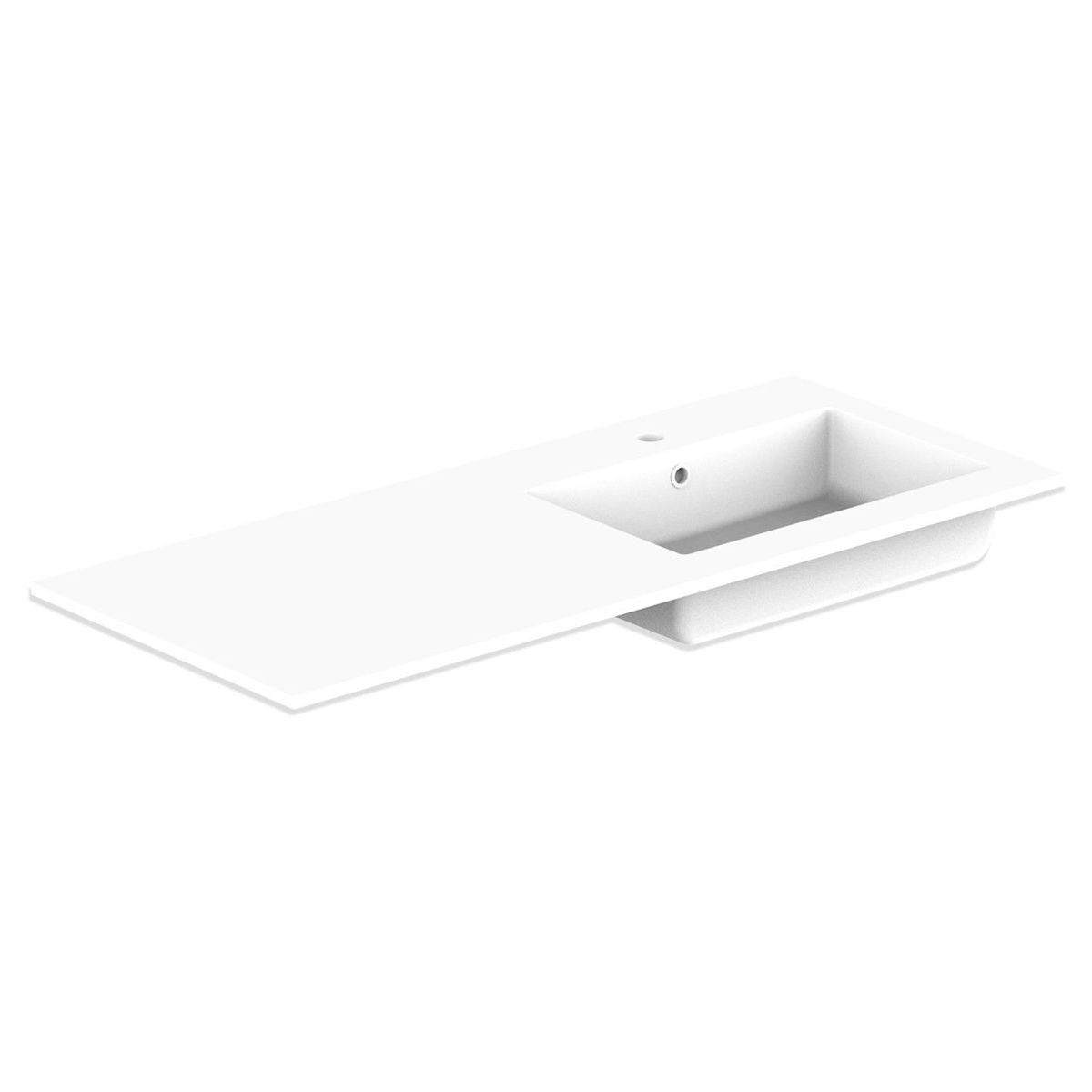 Glacier Cast Marble Moulded Top 1200mm Right Bowl 1 Tap Hole in Gloss White